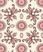 Art Nouveau Pink Floral Swirl Pattern Rug