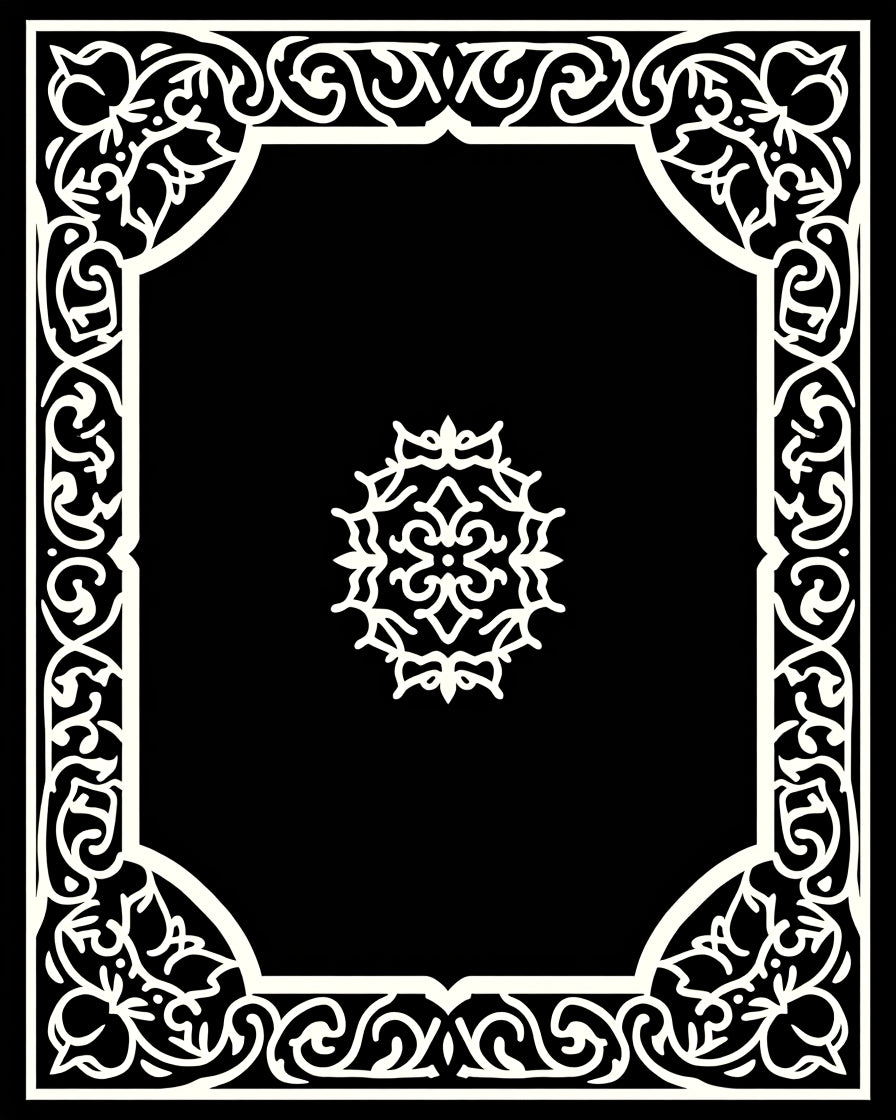 Ornate Floral Swirl Frame Rug