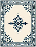 Ornate Scrollwork Central Medallion Design Rug