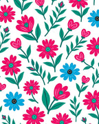 Bold Floral Pattern with Pink Blue Accents Rug