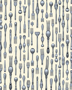 Silver Culinary Utensil Repeat Rug