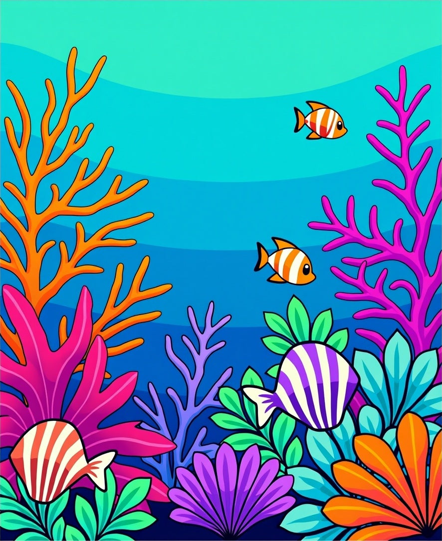 Colorful Coral Fish Aquatic Life Pattern Rug
