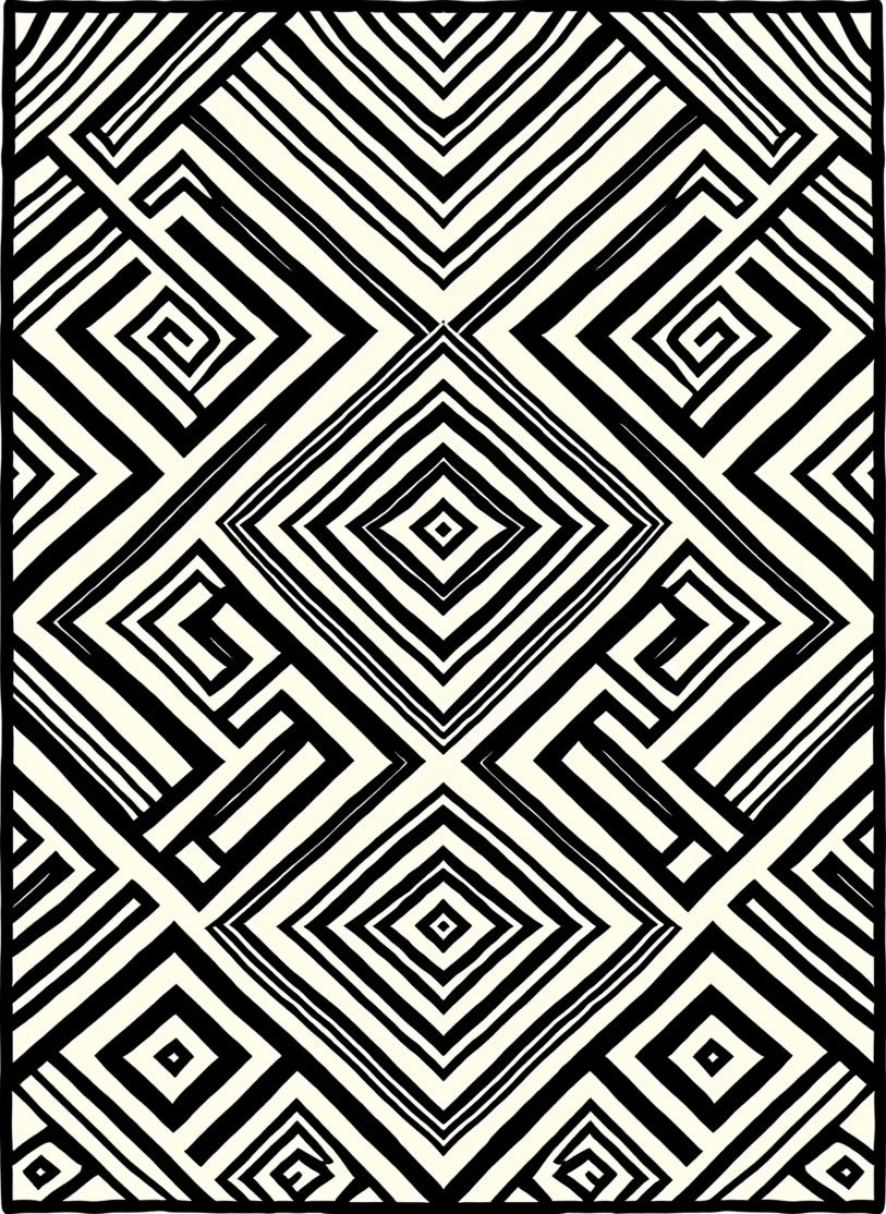 Geometric Labyrinth Pattern Rug