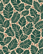 Earthy Green Leaf Abstract Pattern Rug