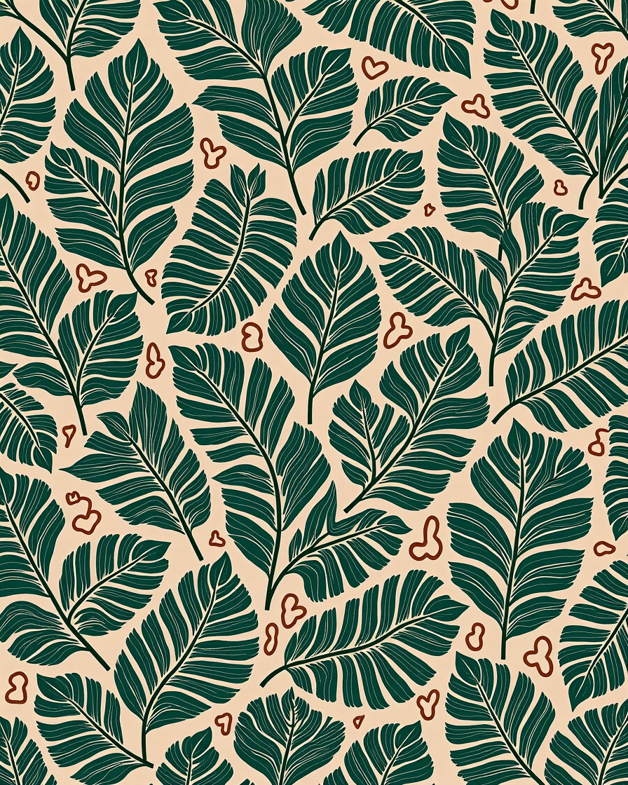 Earthy Green Leaf Abstract Pattern Rug