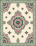 Pink Green Mandala Floral Border Rug