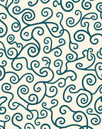 Teal Swirl Patterned Design Rug