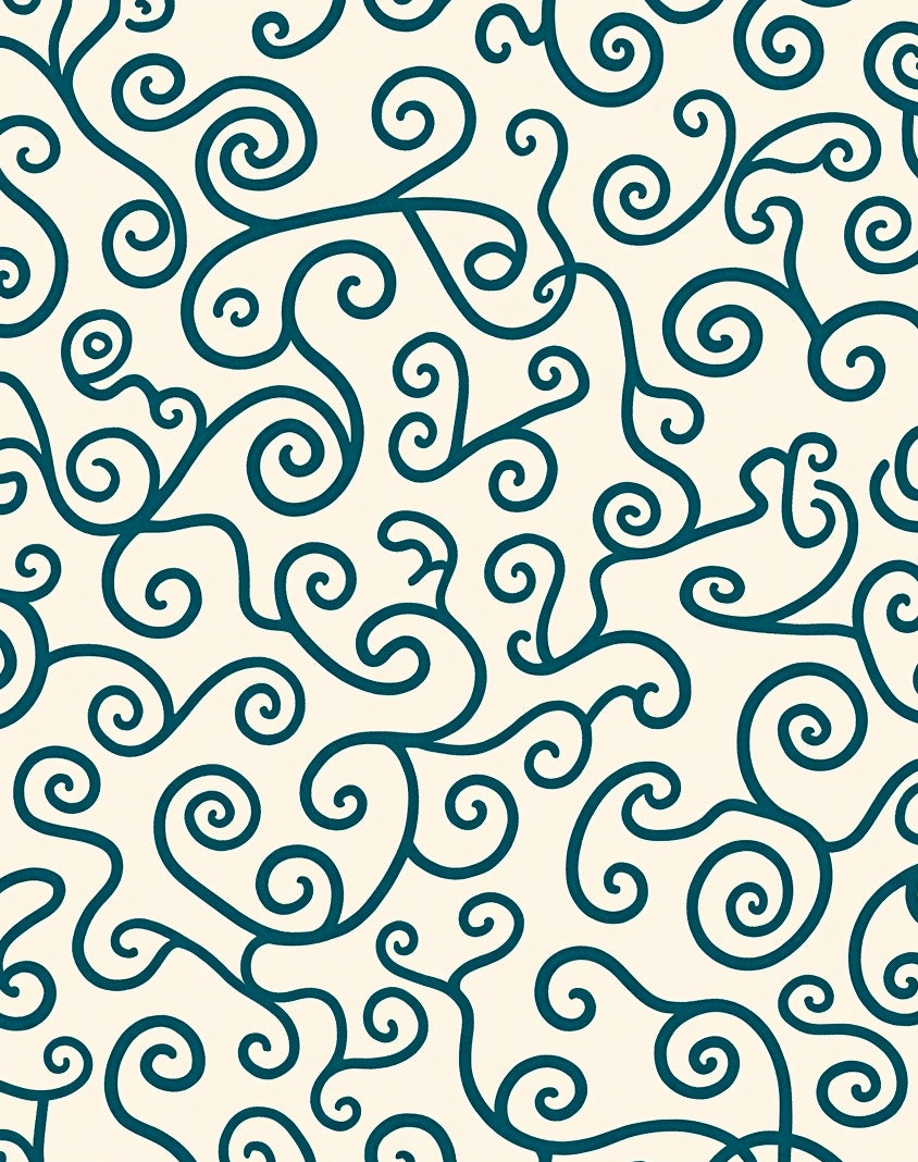 Teal Swirl Patterned Design Rug