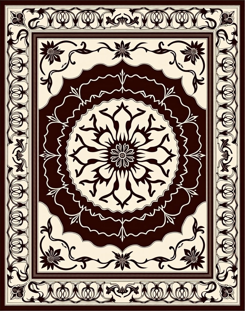 Classic Floral Medallion Border Rug