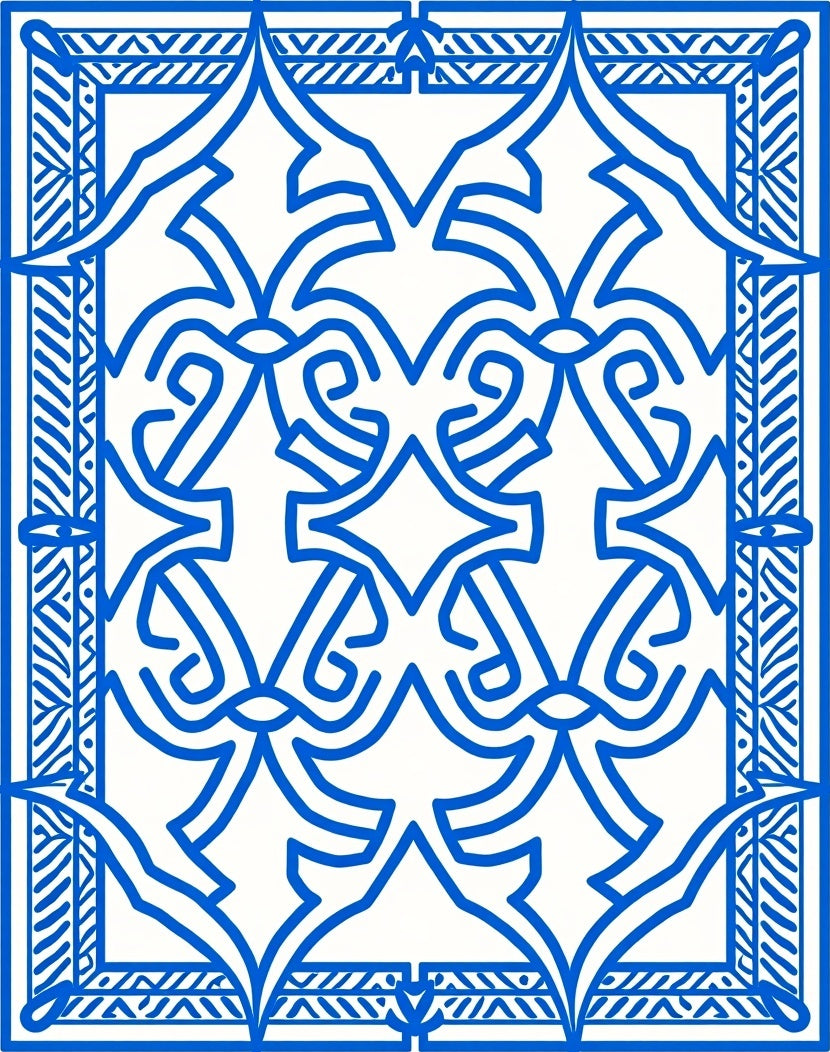 Blue Intricate Geometric Pattern Rug