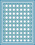 Classic Geometric Blue and Green Pattern Rug
