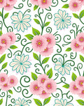 Pink Flower Swirl Pattern Rug
