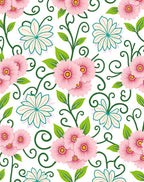 Pink Flower Swirl Pattern Rug