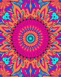 Vibrant Pink Orange Floral Mandala Rug