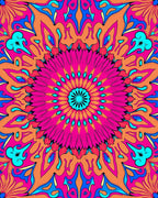 Vibrant Pink Orange Floral Mandala Rug