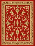 Elaborate Floral Red Gold Pattern Rug