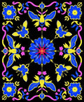 Bold Blue Yellow Butterfly Floral Rug