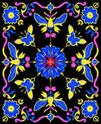 Bold Blue Yellow Butterfly Floral Rug
