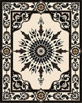 Ornate Black Gold Floral Mandala Rug