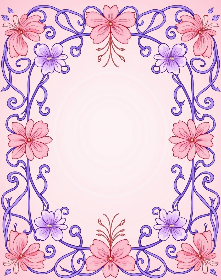 Floral Vines In Pink And Purple Design Rug