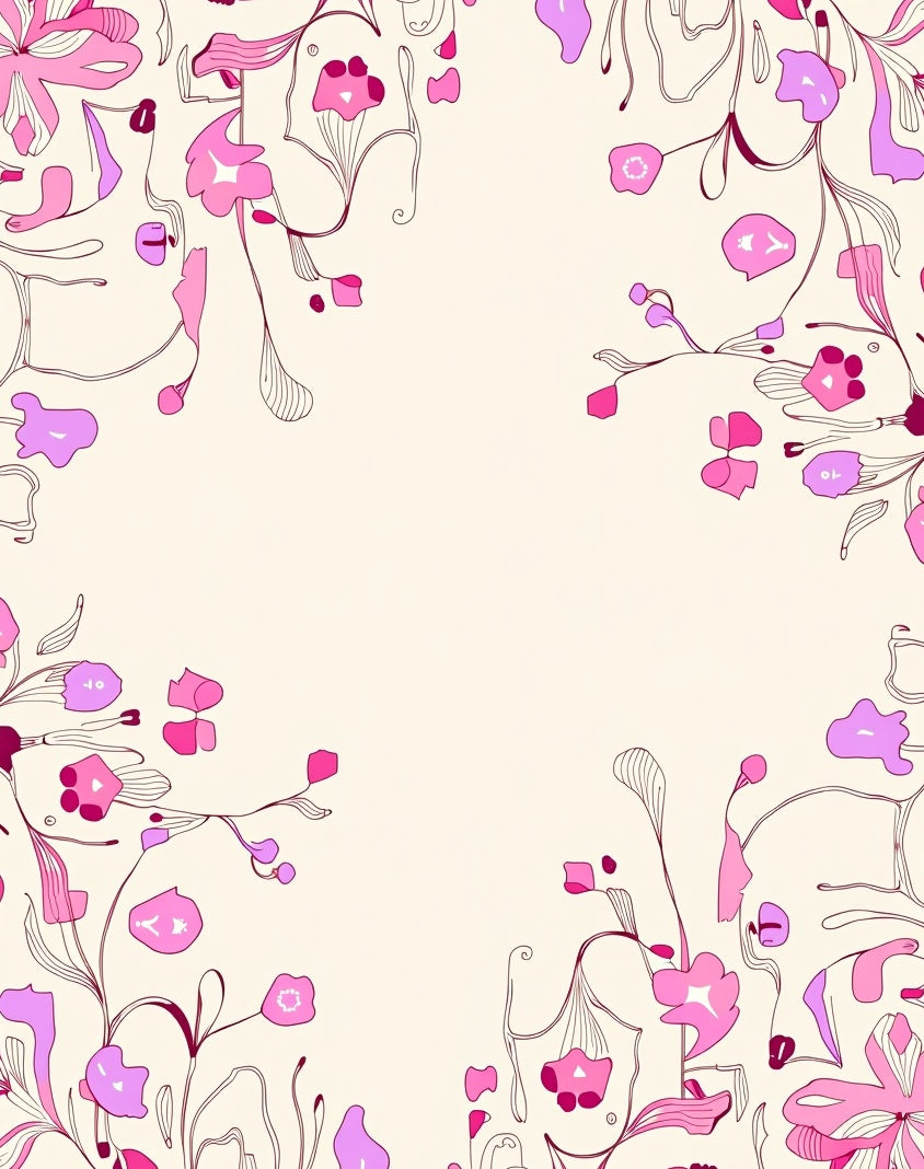 Delicate Pink Floral Abstract Art Rug
