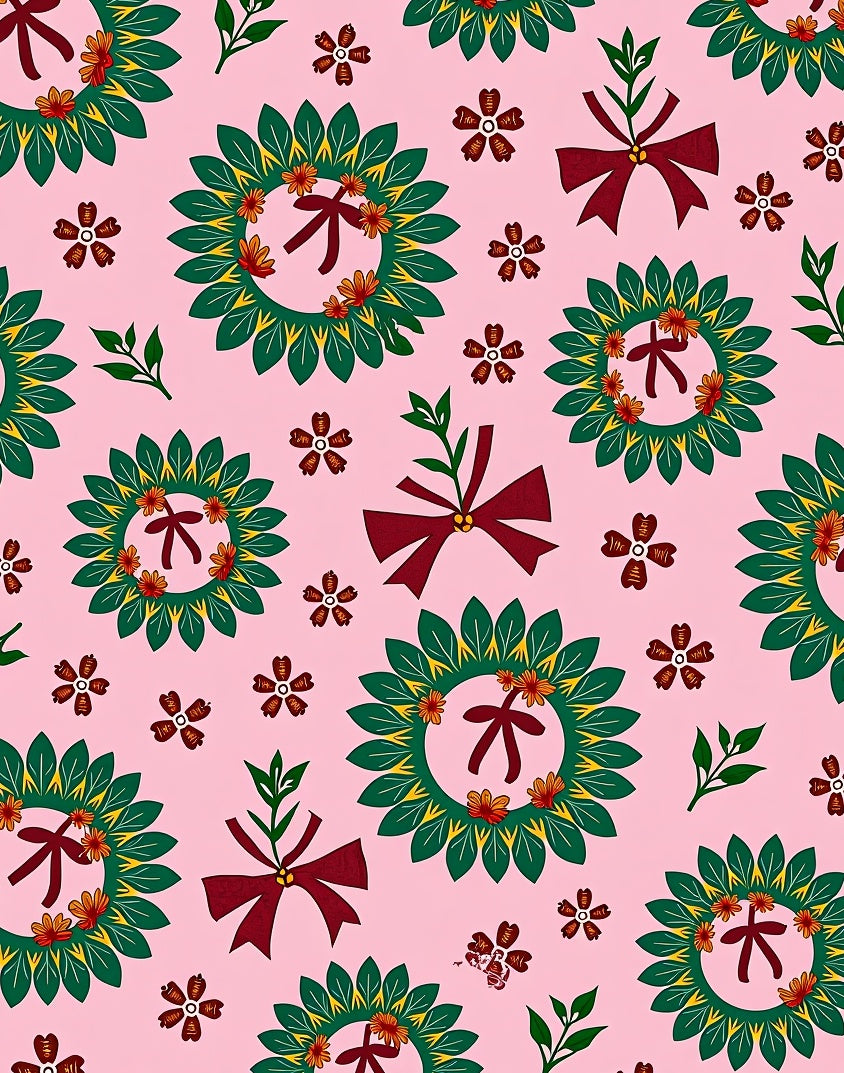Crimson Bow Leaf Medallion Garden Rug