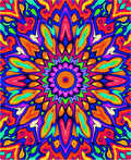 Vibrant Psychedelic Abstract Mandala Design Rug