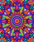 Vibrant Psychedelic Abstract Mandala Design Rug