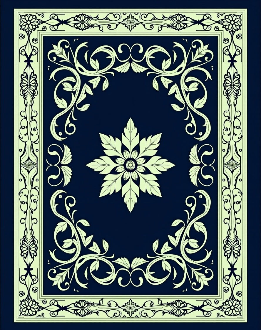 Elegant Floral Bordered Cream Design Rug