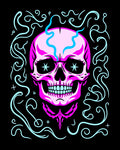 Vivid Pink Skull Celestial Swirls Rug