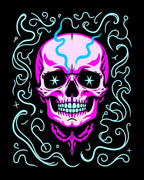 Vivid Pink Skull Celestial Swirls Rug