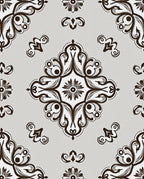 V intage Scrollwork Floral Crest Design Rug