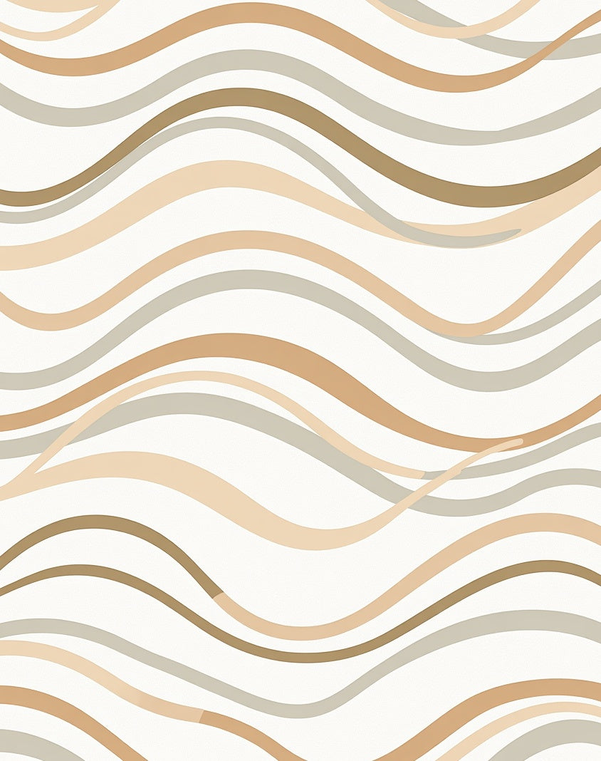 Serene Neutral Wavy Stripe Design Rug