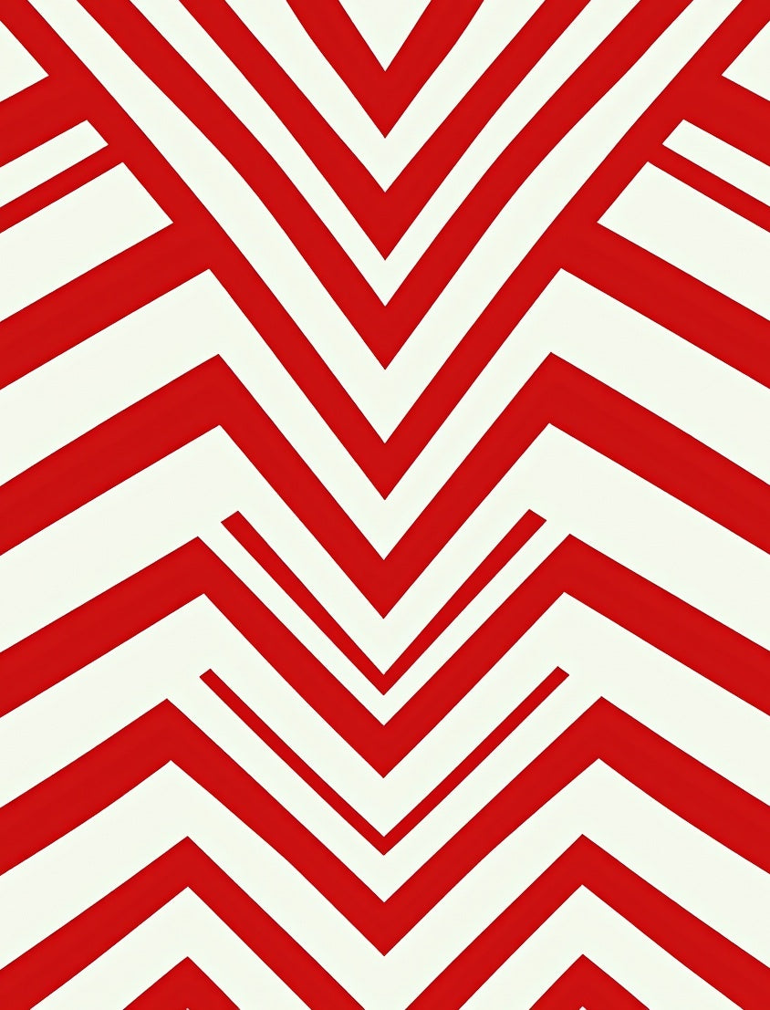 Bold Red White Chevron Design Rug