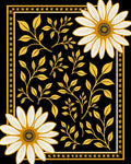 Golden Floral Vines And Daisy Pattern Rug