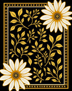 Golden Floral Vines And Daisy Pattern Rug