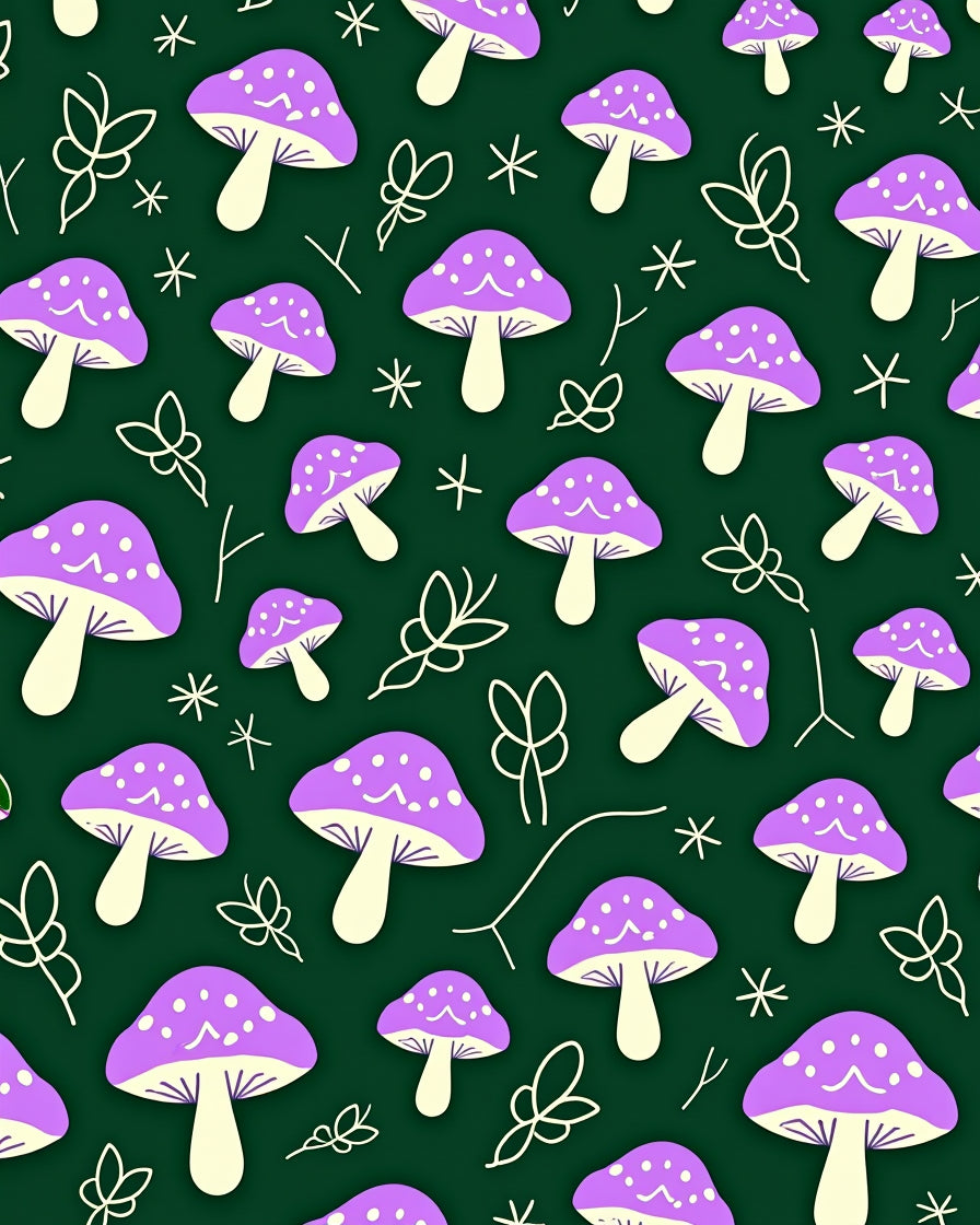 Purple Mushroom Forest Whimsical Art Rug