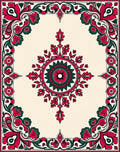 Intricate Floral Crimson Emerald Design Rug