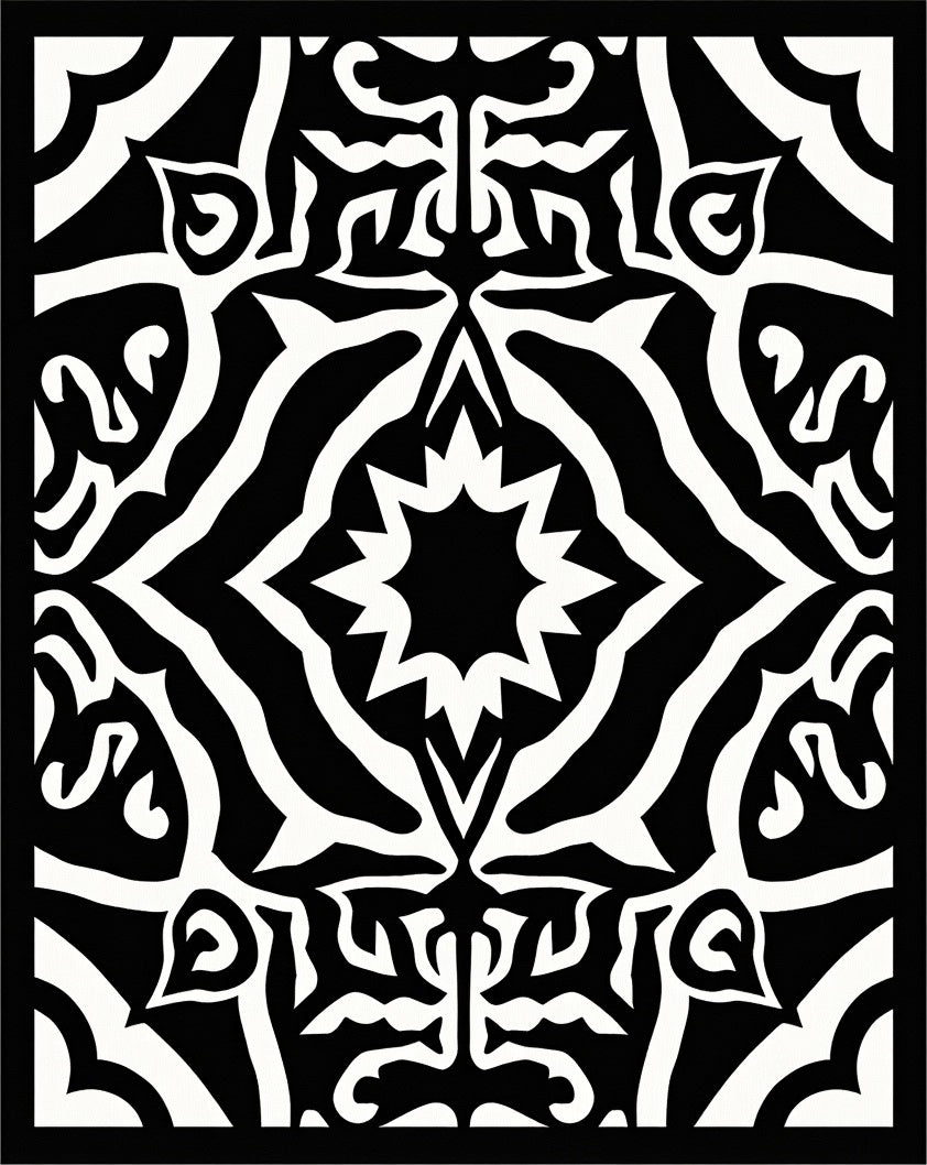 Abstract Black White Bold Pattern Rug