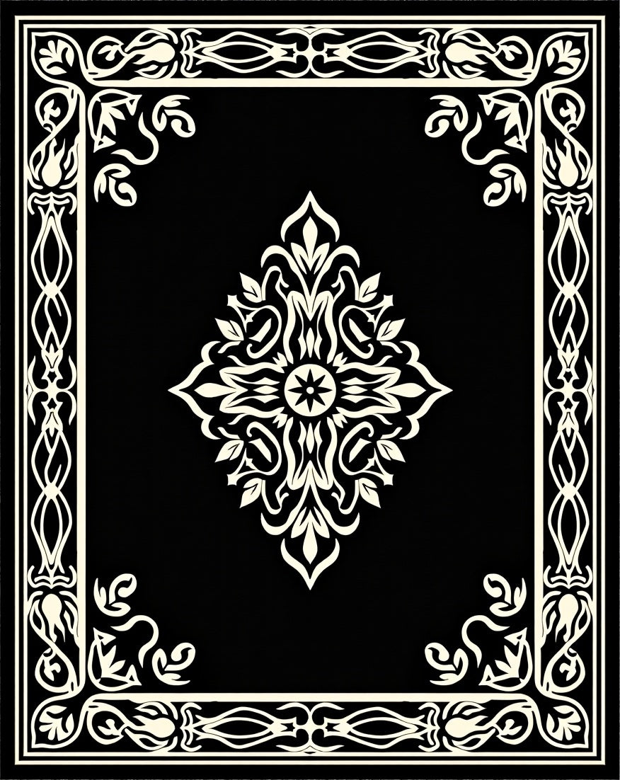 Classic Cream Floral Border Design Rug