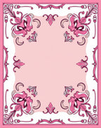 Pink Floral Scrolled Whimsical Design Rug