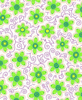 Green Floral Swirls Design Rug