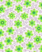 Green Floral Swirls Design Rug