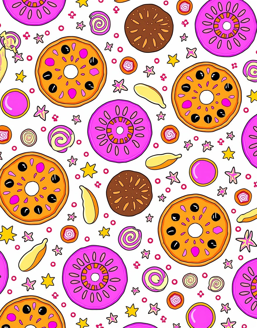 Whimsical Fruit Slice Star Pattern Rug