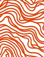 Orange Wavy Line Abstract Design Rug