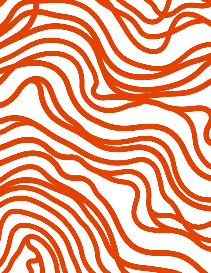 Orange Wavy Line Abstract Design Rug