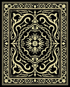 Elegant Black Beige Floral Pattern Rug