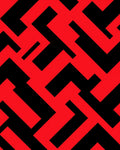 Bold Red Black Geometric Maze Pattern Rug