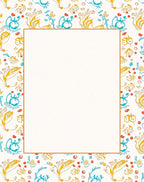 Whimsical Floral Pattern With Red Accents Rug