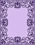 Exquisite Purple Floral Scroll Frame Rug